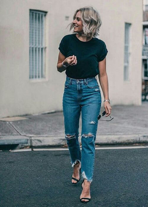 look tumblr com calça jeans