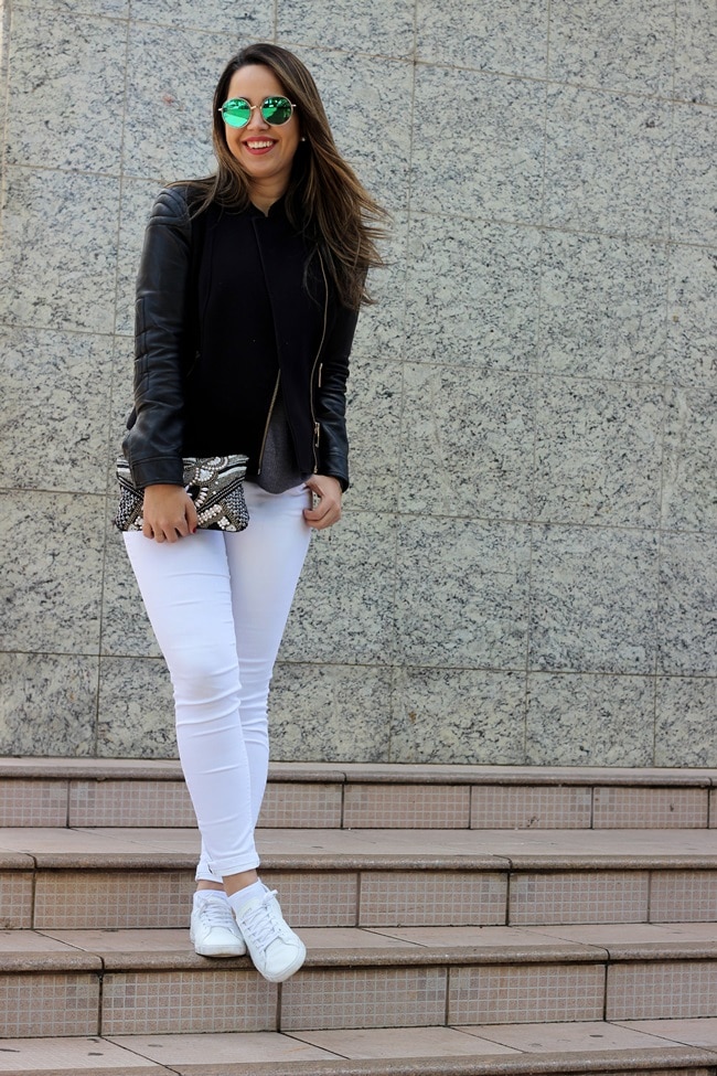blusa branca calça preta