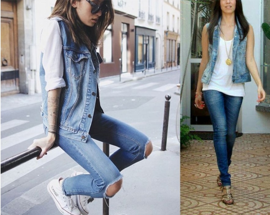 Como usar colete jeans com calça jeans