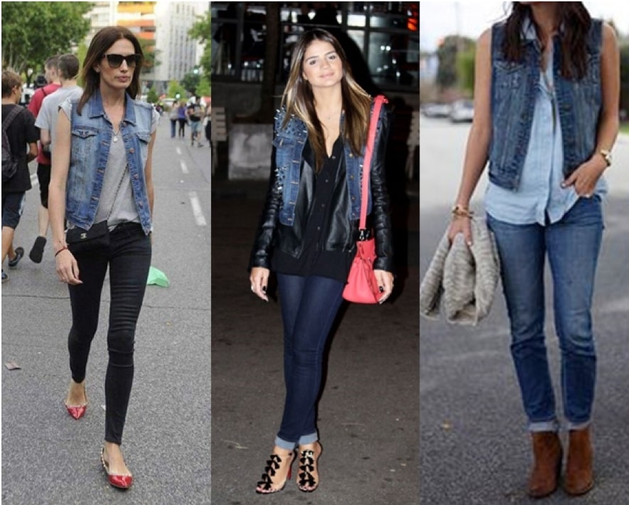 Básico e estiloso @achadosdajuli  Look com colete, Look com colete jeans,  Looks