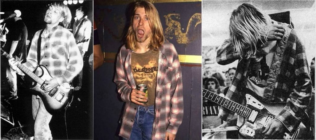 Kurt Cobain com camisa xadrez