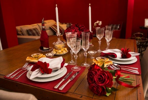 mesa decorada romantica