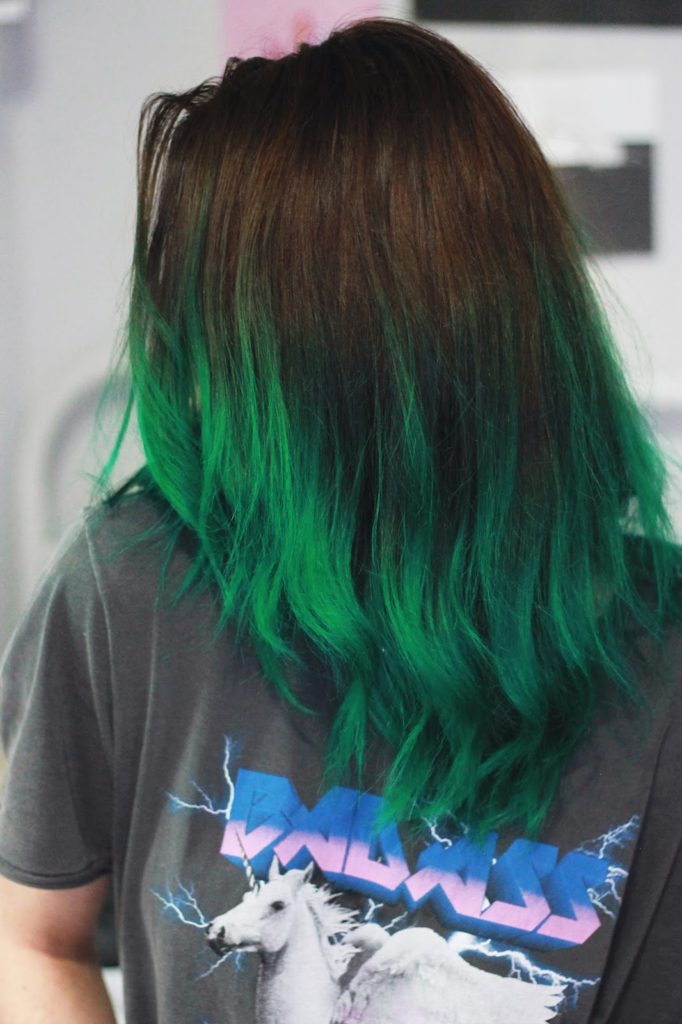 ombre hair verde